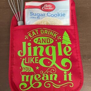 Hand crafted Red Holiday Oven Mitt with Cookie Mix